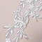 1 Pair Silver White Alencon Lace Applique with Sequins and Elongated Leaf Design